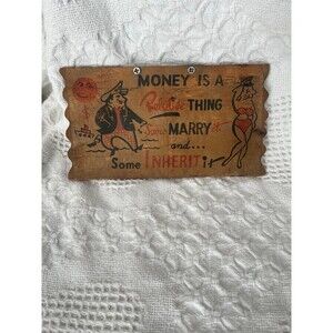 Vintage 50s Wooden Komic Kard Wall Art